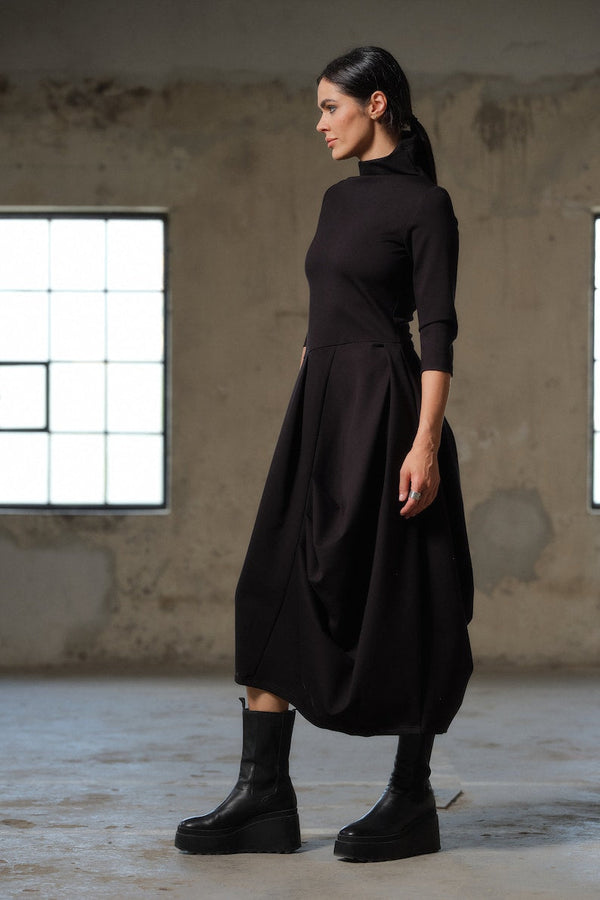 Black asymmetric dress, Avant garde dress, Extravagant Long Dress, Slow fashion, Capsule wardrobe, Sustainable clothes